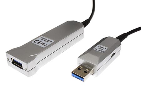 USB 5Gbps aktivní optický prodlužovací kabel, USB3.0 A(M) - USB3.0 A(F), 50m