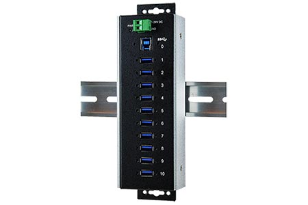 USB 5Gbps Hub, 10x USB3.0 A(F), kovový, na DIN lištu,-40 - 85° (EX-1110HMVS-WT)