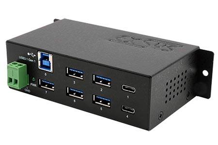 USB 5Gbps Hub, 5x USB3.0 A(F) + 2x USB C(F), kovový, na DIN lištu (EX-1197HMS)