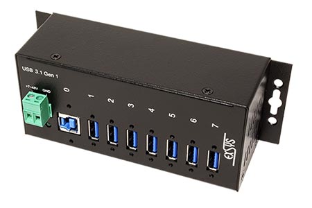 USB 5Gbps Hub, 7x USB3.0 A(F), kovový, na DIN lištu (EX-1187HMVS)