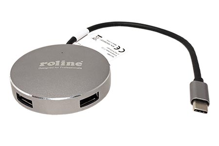 USB 5Gbps Hub, USB C(M) - 4x USB3.0 A(F), kulatý