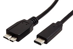 USB 5Gbps kabel microUSB3.0 B(M) - USB C(M), 0,5m, černý