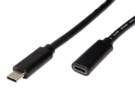 USB 5Gbps kabel prodlužovací USB C(M) - USB C(F), 1,5m, černý