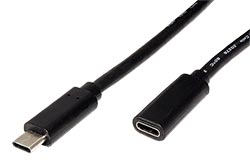 USB 5Gbps kabel prodlužovací USB C(M) - USB C(F), 1,5m, černý