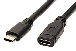 USB 5Gbps kabel prodlužovací - USB C(M) - USB C(F), 1m, černý