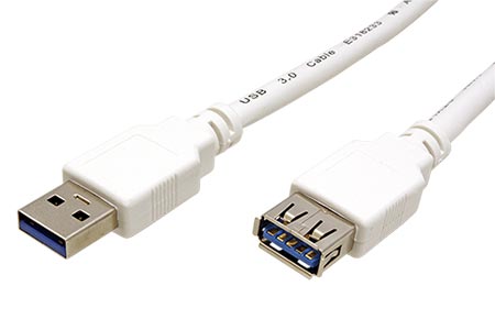 USB 5Gbps kabel prodlužovací, USB3.0 A(M) - USB3.0 A(F), 1,8m, bílý