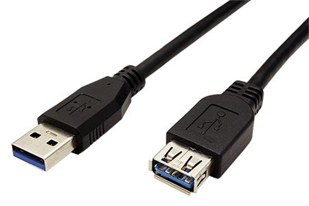 USB 5Gbps kabel prodlužovací, USB3.0 A(M) - USB3.0 A(F), 1,8m, černý