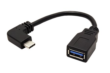 USB 5Gbps kabel USB C(M) lomený - USB3.0 A(F), OTG, 0,15m