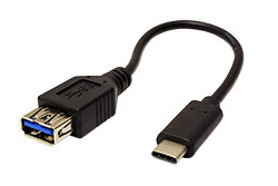 USB 5Gbps kabel USB3.0 A(F) - USB C(M), OTG, 0,2m, černý