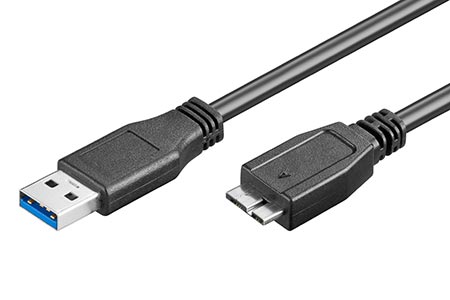 USB 5Gbps kabel USB3.0 A(M) - microUSB3.0 B(M), 0,5m, černý