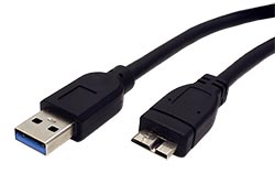 USB 5Gbps kabel USB3.0 A(M) - microUSB3.0 B(M), 0,8m, černý