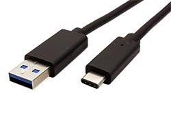 USB 5Gbps kabel USB3.0 A(M) - USB C(M), 1m, černý