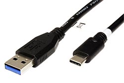 USB 5Gbps kabel USB3.0 A(M) - USB C(M), 3m, černý