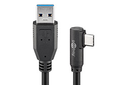 USB 5Gbps kabel  USB3.0 A(M) - USB C(M) lomený, 3m, černý