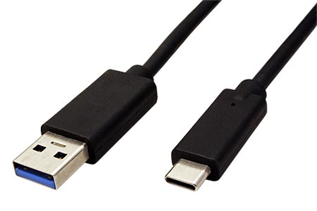 USB 5Gbps kabel USB3.0 A(M) - USB C(M), TPE, černý, 0,5m