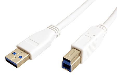 USB 5Gbps kabel USB3.0 A(M) - USB3.0 B(M), 0,8m, bílý