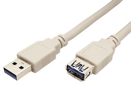 USB 5Gbps prodlužovací kabel USB3.0 A(M) - USB3.0 A(F), 0,8m, šedý