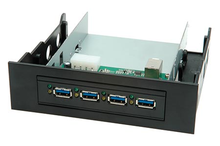 USB 5Gbps (USB 3.0) Hub, 4x USB3.0 A(F), interní 3,5''/5,25'', černý