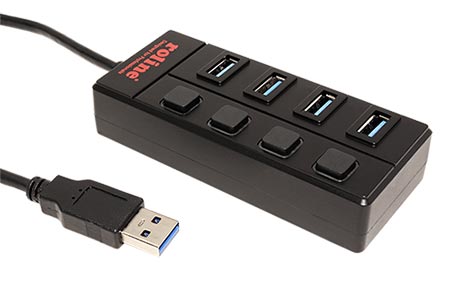 USB 5Gbps (USB 3.0) Hub, USB A(M) - 4x USB3.0 A(F), s vypínáním portů, se zdrojem