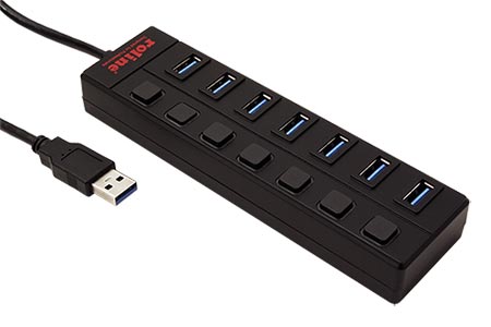 USB 5Gbps (USB 3.0) Hub, USB A(M) - 7x USB3.0 A(F), s vypínáním portů, se zdrojem