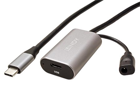 USB 5Gbps (USB 3.0) kabel aktivní prodlužovací, USB C(M) - USB C(F), 5m, černý