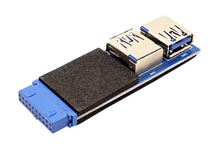USB 5Gbps (USB 3.0) redukce na základní desku, 20pin - 2x USB3.0 A(F)