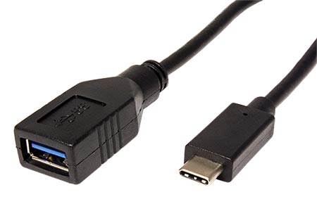 USB 5Gbps (USB 3.2 Gen 1) kabel USB C(M) - USB3.0 A(F), OTG, 0,15m