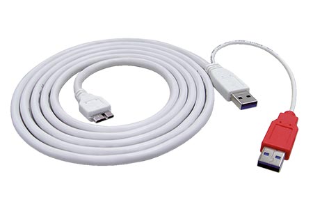 USB 5Gbps Y kabel 2x USB3.0 A(M) - microUSB3.0 B(M), 1,8m, bílý