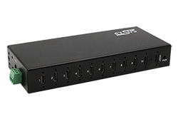 USB hub 10Gbps USB C(F) -> 10x USB C(F), průmyslový, na DIN lištu (EX-12270HMS)