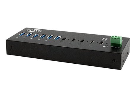 USB hub 10Gbps USB C(F) -> 4x USB C(F) + 6x USB3.0 A(F), průmyslový, na DIN lištu (EX-12280HMS)