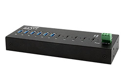USB hub 10Gbps USB C(F) -> 4x USB C(F) + 6x USB3.0 A(F), průmyslový, na DIN lištu (EX-12280HMS)