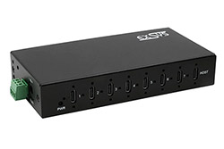 USB hub 10Gbps USB C(F) -> 7x USB C(F), průmyslový, na DIN lištu (EX-12277HMS)