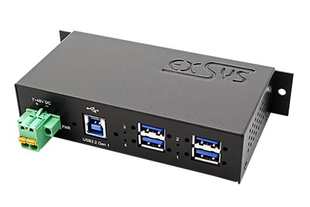 USB hub 5Gbps USB3.0 B(F) -> 4x USB3.0 A(F), průmyslový, na DIN lištu (EX-1185HMVS-2)