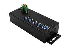USB hub 5Gbps USB3.0 B(F) -> 4x USB3.0 A(F), průmyslový, na DIN lištu (EX-1186HMVS-2)