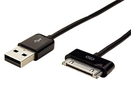 USB kabel pro IPOD/IPHONE, datový + napájecí, 30pin, 1m, černý