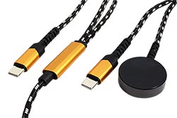 USB nabíjecí kabel, USB C - USB C (60W) + nabíjecí podložka pro hodinky Samsung (15W), 1,2m