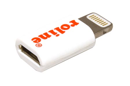 USB redukce pro Apple s konektorem Lightning, 8pin (M) - microUSB B(F), bílá