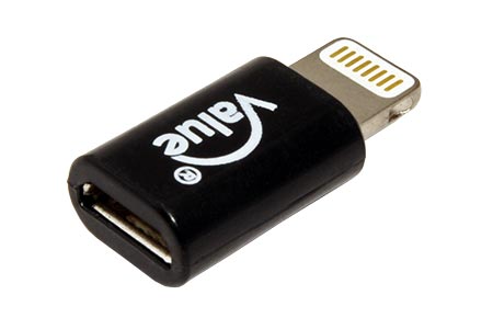 USB redukce pro Apple s konektorem Lightning, 8pin (M) - microUSB B(F), černá