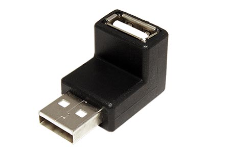 USB redukce, USB A(M) - USB A(F), lomená dolů