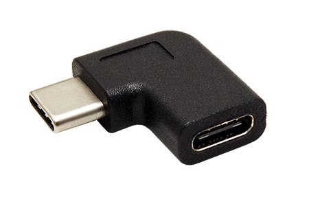 USB redukce USB C(F) - USB C(M), lomená 90° vpravo/vlevo, černá