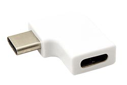 USB redukce USB C(M) - USB C(F), lomená 90°, bílá