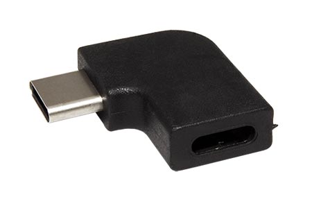 USB redukce USB C(M) - USB C(F), lomená 90° , černá
