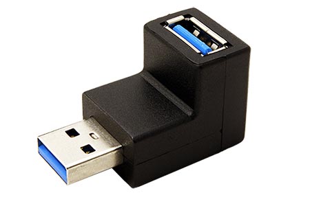 USB redukce USB3.0 A(M) - USB3.0 A(F), lomená nahoru