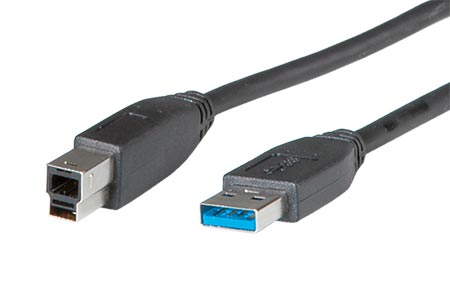 USB SuperSpeed 5Gbps kabel USB3.0 A(M) - USB3.0 B(M), 0,8m, černý