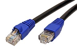 UTP kat. 6 venkovní patchkabel, modrá krytka, 10m, černý