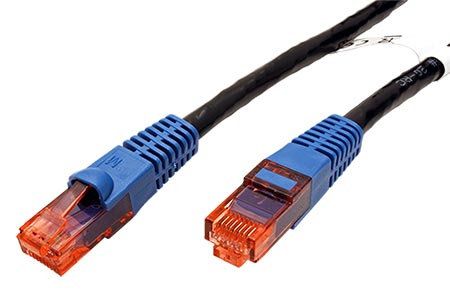 UTP kat. 6 venkovní patchkabel, modrá krytka, 50m, černý