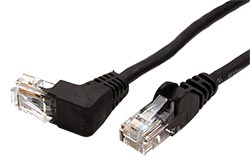 UTP patchkabel kat. 5e, 1 lomený konektor (90°), 1m, černý