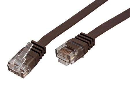 UTP patchkabel kat. 6, plochý, 2m, hnědý