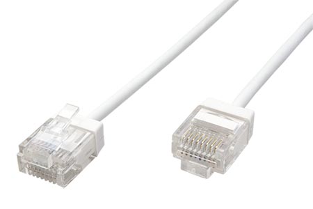 UTP patchkabel kat. 6a, LSOH, tenký, krátký konektor, 1,5m, bílý