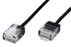 UTP patchkabel kat. 6a, LSOH, tenký, krátký konektor, 1m, černý